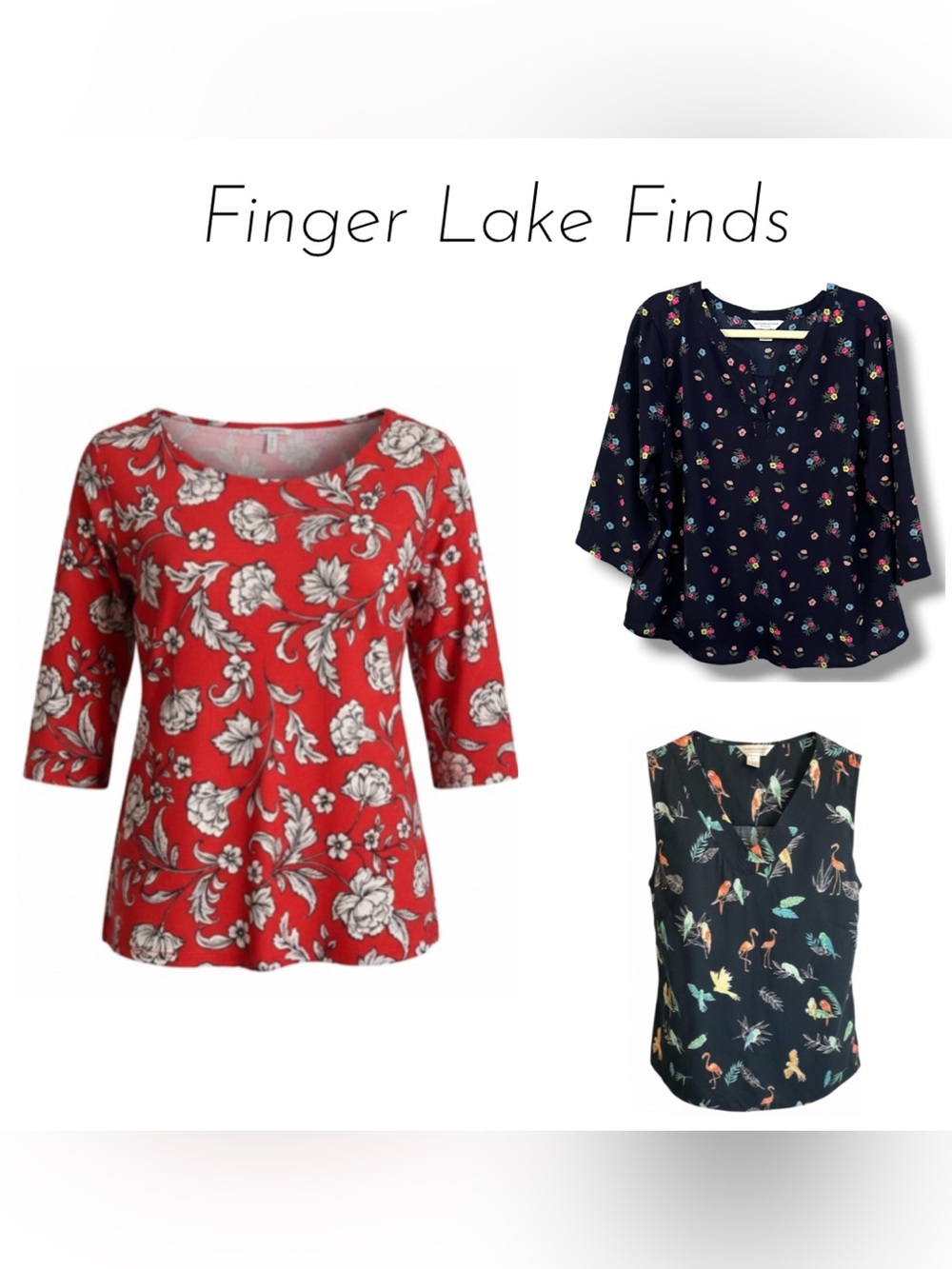 Three Colorful Patterned Women's Tops, PXL